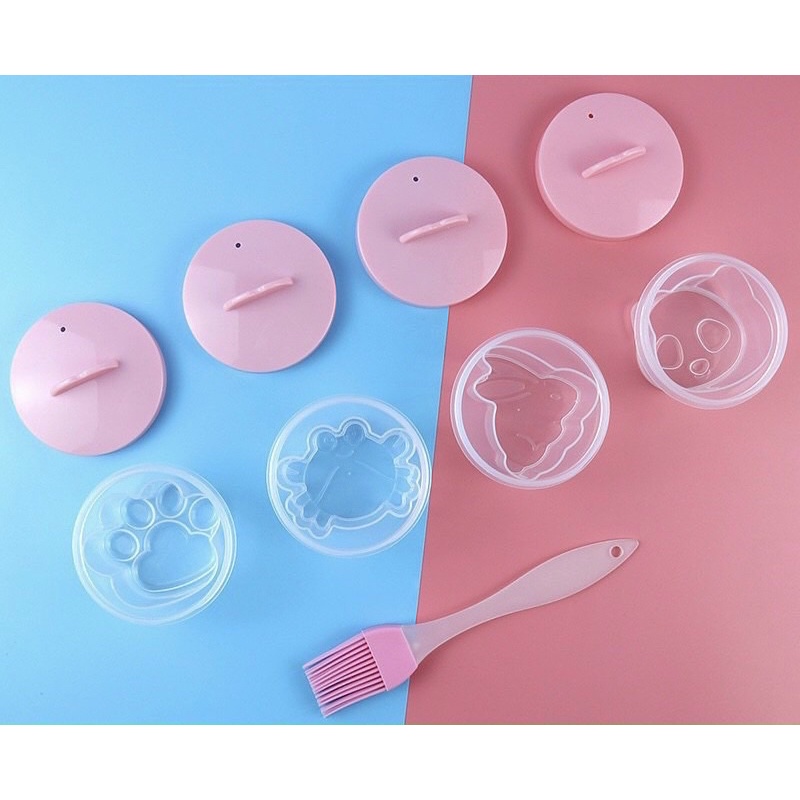 Bộ 4 Khuôn Nhựa KIDWOW Tặng Kèm Chổi Cọ Quét Dầu Hấp Trứng Làm Bánh Plan Chế Biến Ăn Dặm Cho Bé