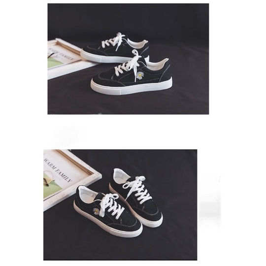 [Order-Ảnh&Clip thật hàng về] Giày sneaker nữ hoa cúc trắng đen 2020 (+2% phí shopee)