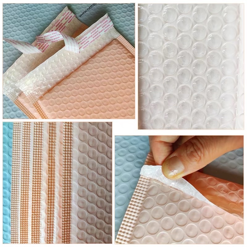 Túi niêm phong chống sốc màu hồng đào túi gói hàng đóng hàng túi bóng khí