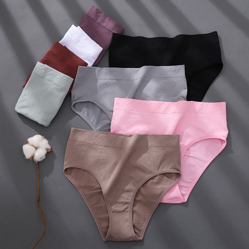 Set 2 quần lót CUTEBYTE lưng cao 8 màu sắc trơn tùy chọn không độn size M-2XL quyến rũ dành cho nữ