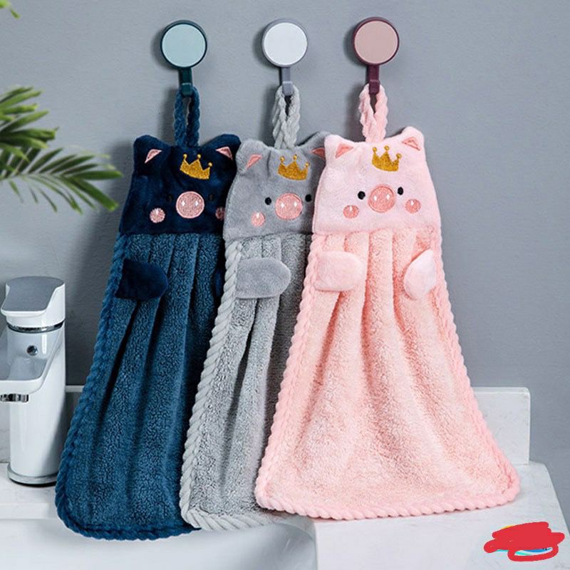 Khăn lau tay nhà bếp dễ thương có móc treo cao cấp cotton siêu mềm mại an toàn với da tay siêu thấm hút