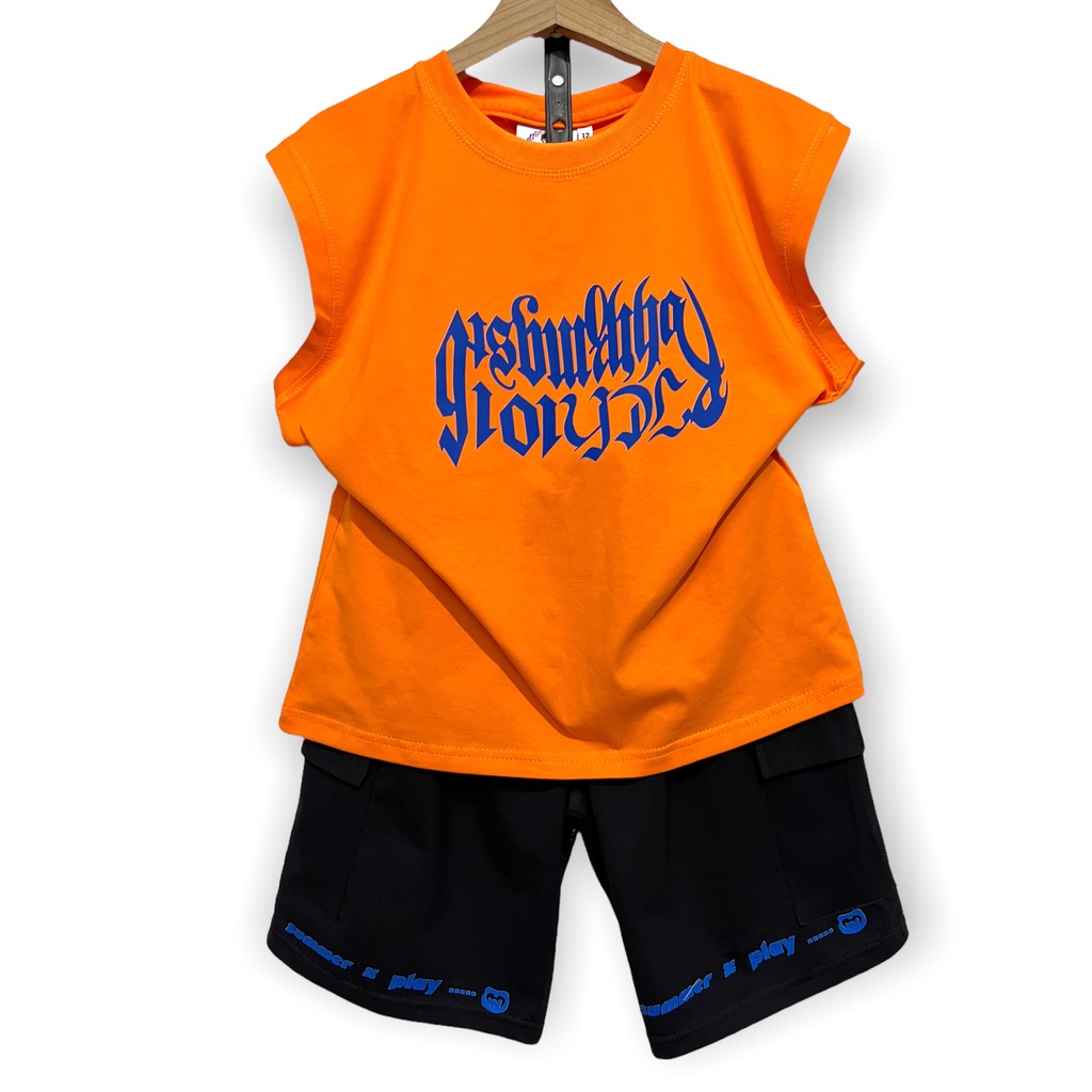 Đồ bộ bé trai Con Xinh coton sát nách hình in họa tiết GHOST101, thời trang mùa hè dành cho trẻ em từ 4 đến 10 tuổi