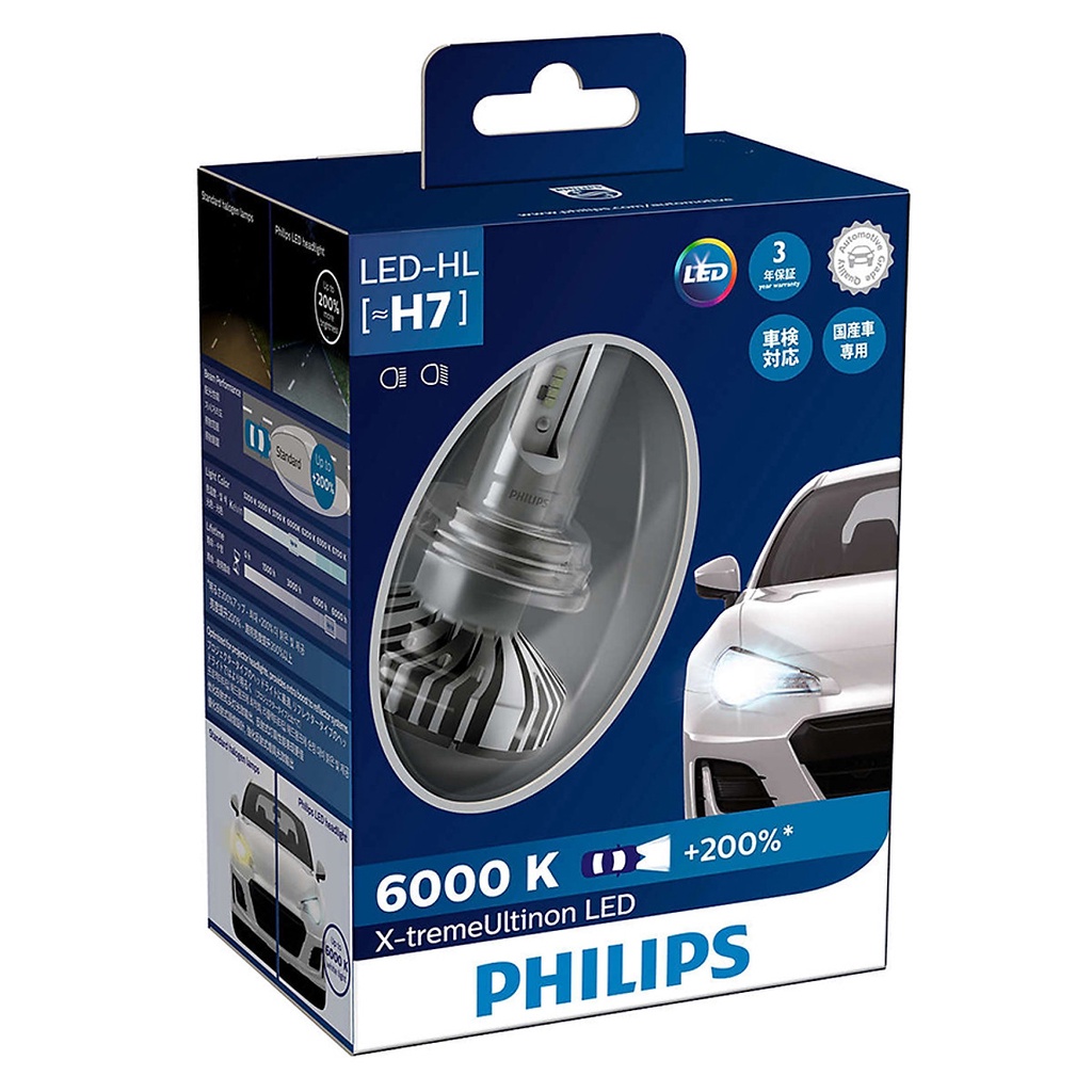 Bóng Đèn Pha Ô tô, Xe hơi Philips X-tremeUltinon LED H7 12985BWX2 6000K+ 200%