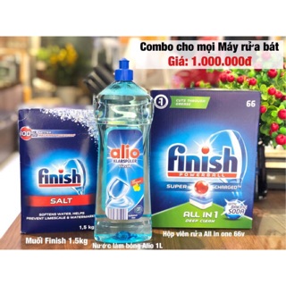 Viên rửa bát, muối, nước làm bóng Finish + Alio-Đức