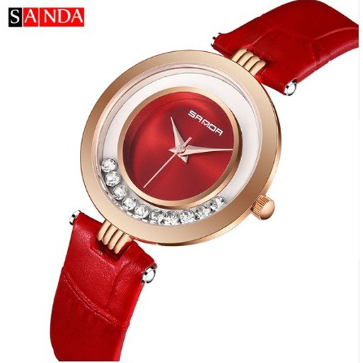 Đồng hồ nữ dây da vòng xoay đính hạt Sanda 245 (3 màu)