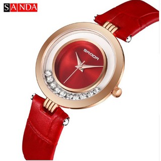 Đồng hồ nữ dây da vòng xoay đính hạt Sanda 245 (3 màu)