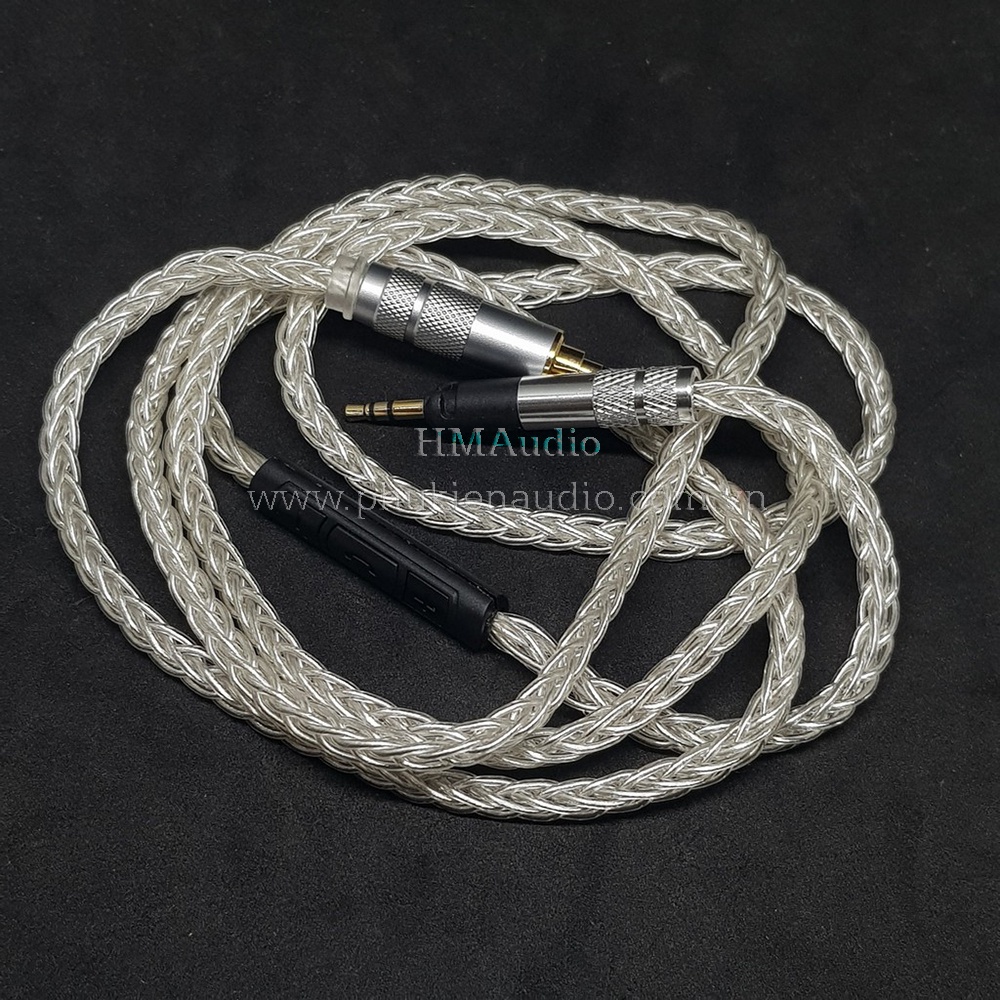 Dây tai nghe đồng mạ bạc OFC 1.0mm tết 8 - Sennheiser HD598/ HD560s