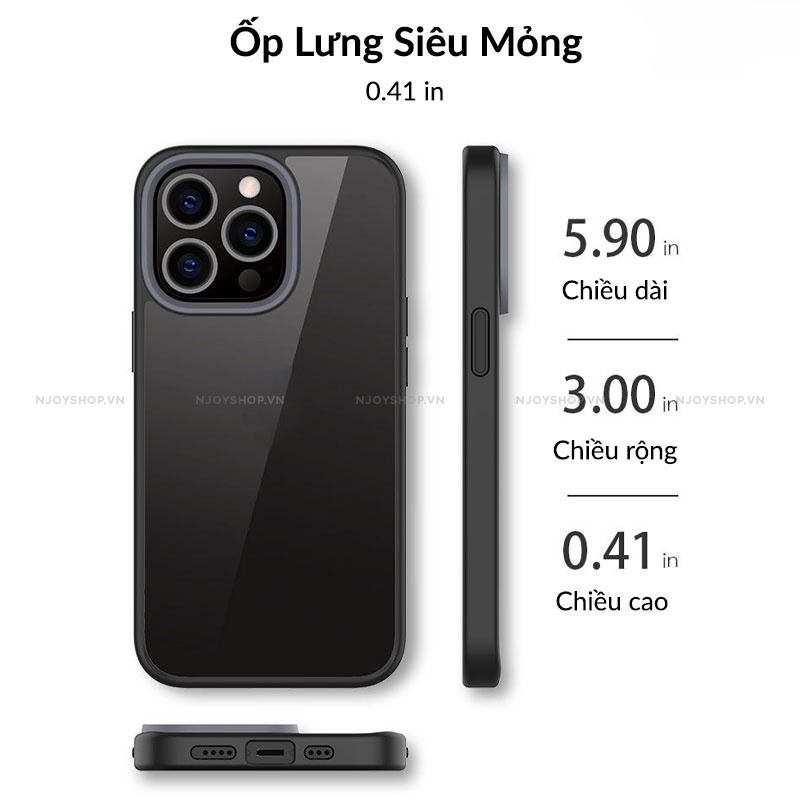 Ốp Lưng Trong Suốt Viền Màu Likgus Clear Shield Series Phím Bấm Nổi Chống Ố Vàng Ip 13 Pro Max Njoyshop