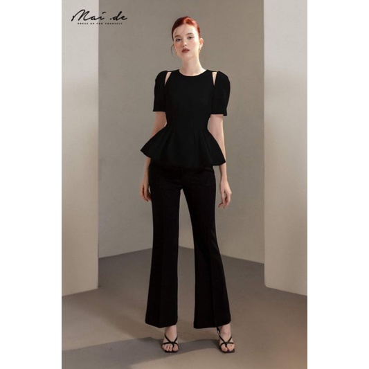 Set quần loe + Áo peplum hở vai sang chảnh