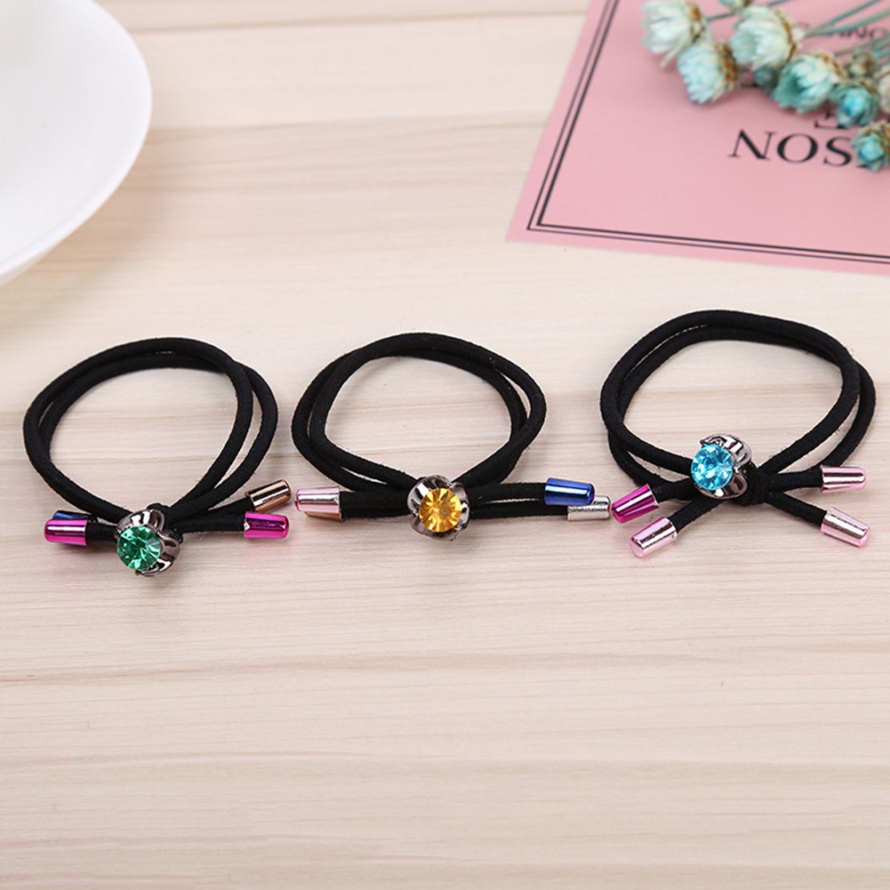 Dây cột tóc hai lớp co dãn nơ đính đá cho nữ