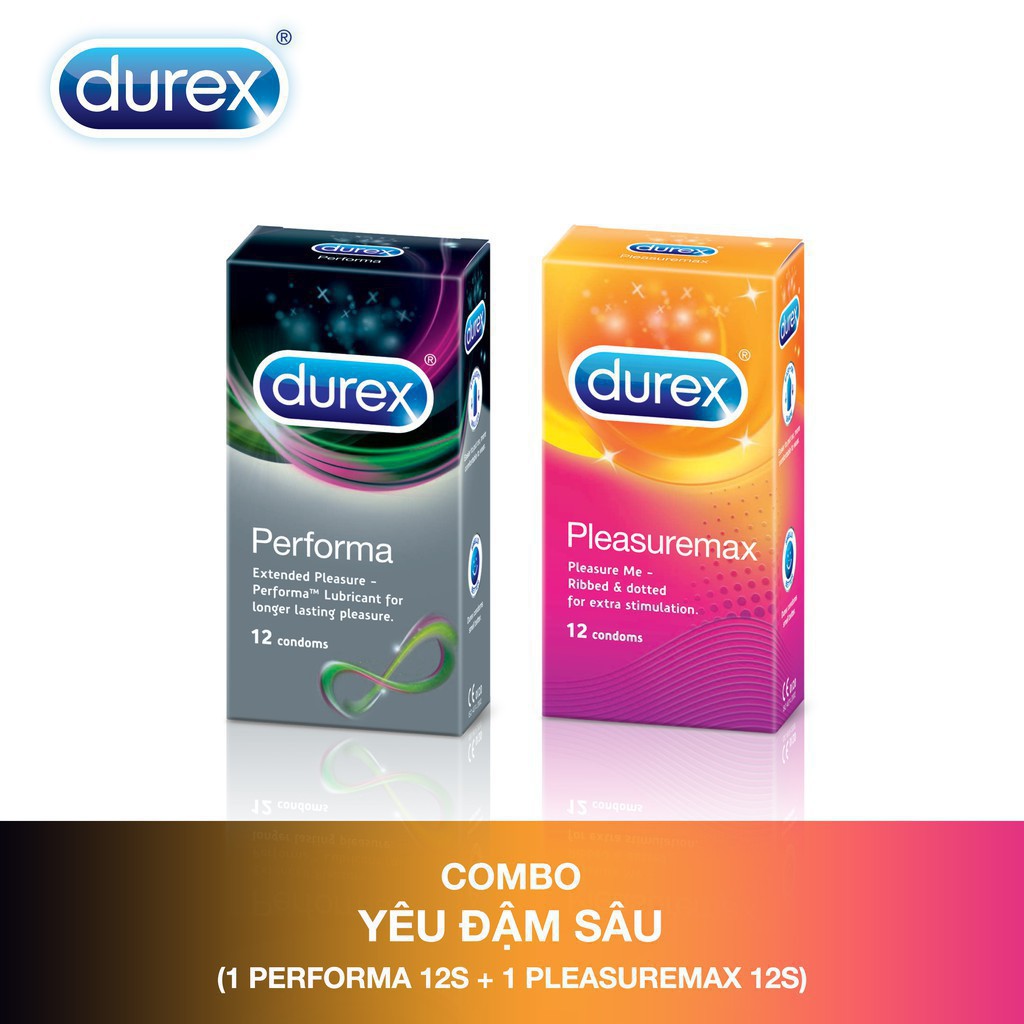 [ COMBO ] Bao Cao Su Durex Performa + Peasuremax hộp 12S