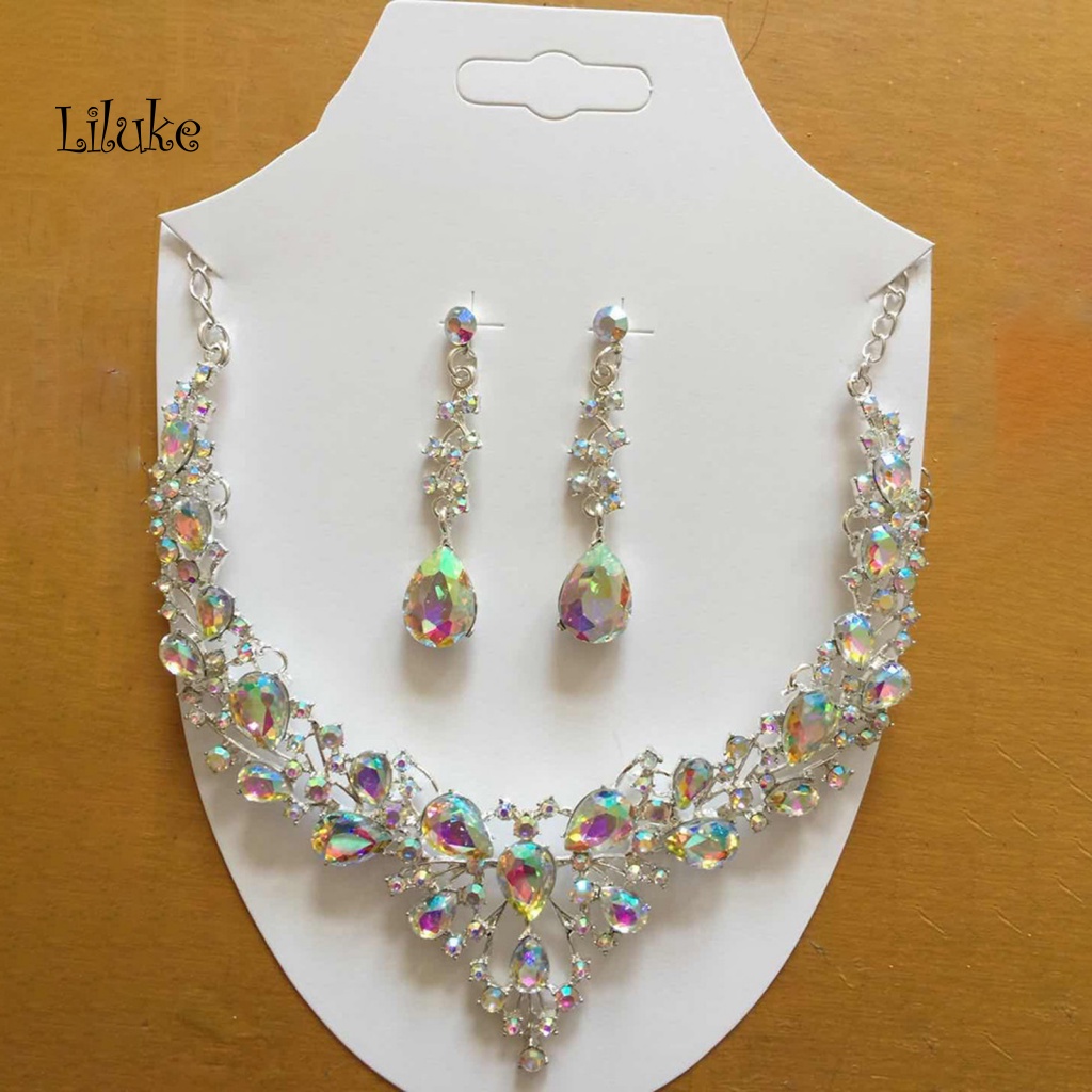 Bộ Vòng cổ + Đôi Khuyên Tai Thiết Kế Sang Trọng Phối Đá Nhân Tạo