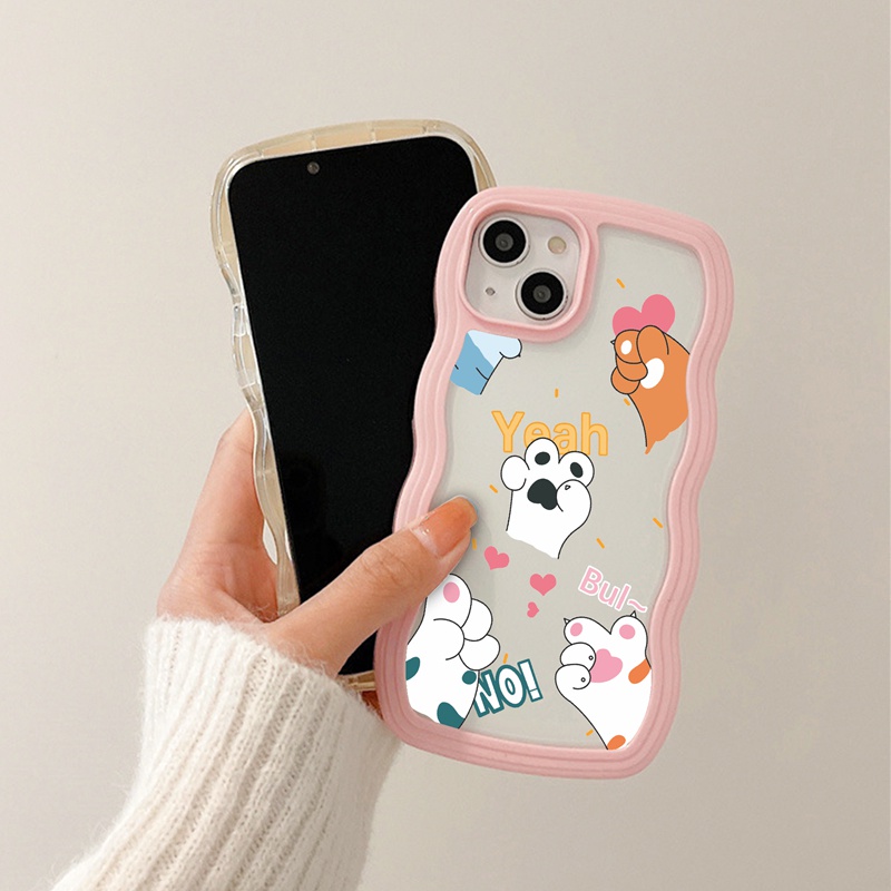 Suntaiho Ốp lưng Ốp điện thoại  mềm viền gợn sóng in hình dấu chân mèo thích hợp cho iPhone 14 14 Pro 13 PROMAX 13 Pro XR XS Max
