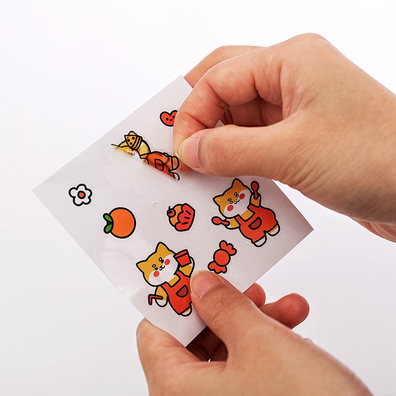 1 tờ Sticker dán cô bé và gấu xinh