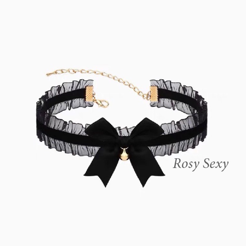 Vòng cổ vòng đeo chân choker hoá trang phối nơ chuông chất liệu voan sexy PK34