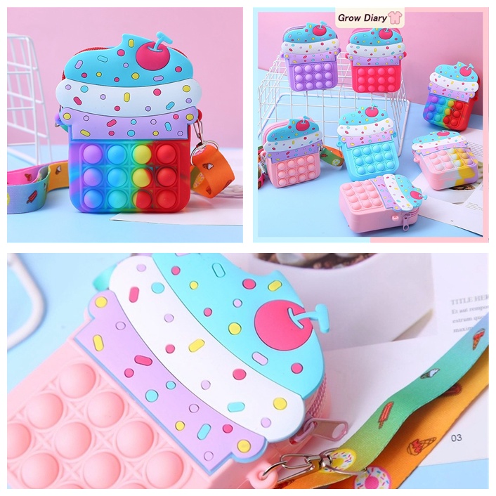 Túi Đeo Chéo Đựng Tiền Xu Chất Liệu Silicone Cho Người Lớn Và Trẻ Em