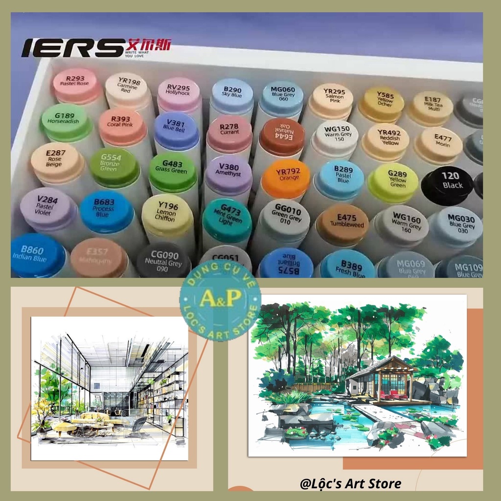 Bộ Bút MARKER IERS 80 Màu Chuyên Nghiệp