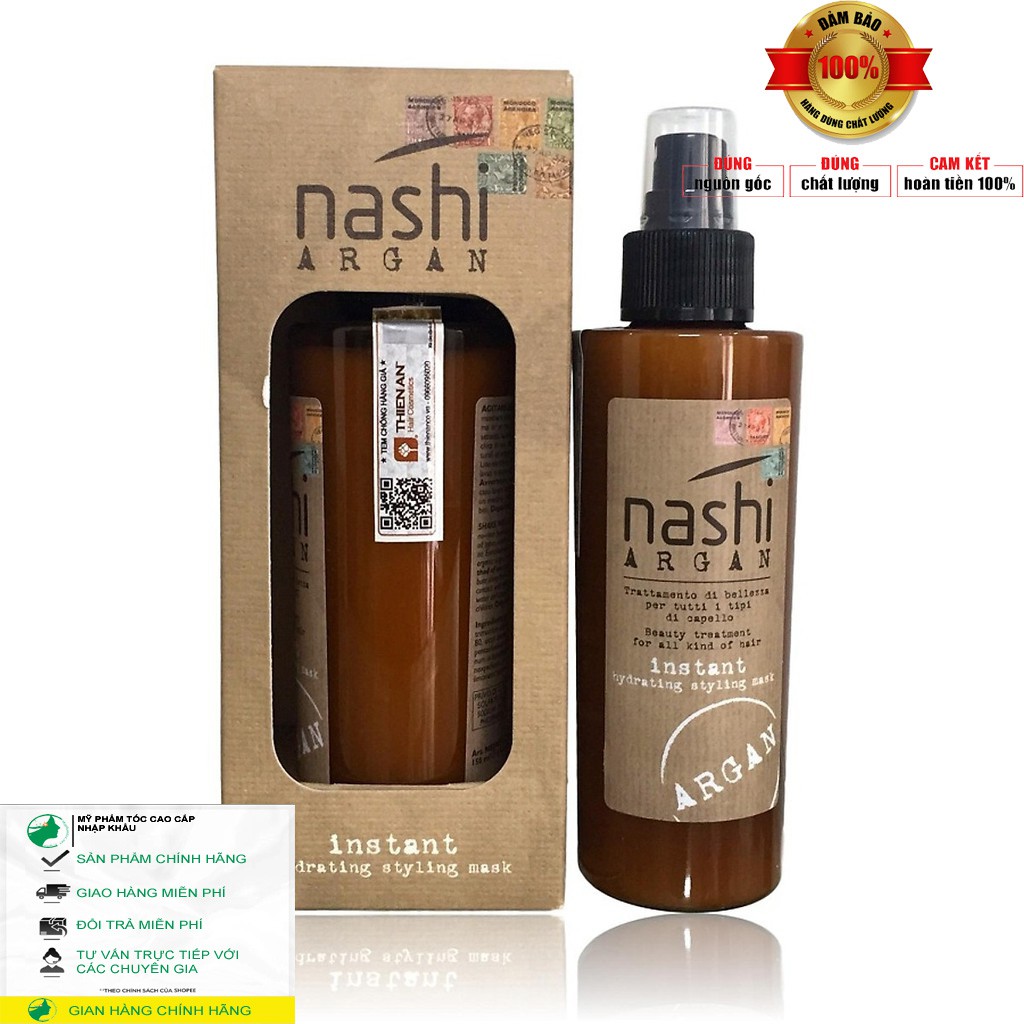 Xịt dưỡng xả khô làm phồng tóc NASHI ARGAN HYDRATING STYLING MASK LEAVE IN 150ml