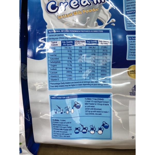Sữa bột nguyên kem cao cấp Growth Full Cream VITATREE 1kg