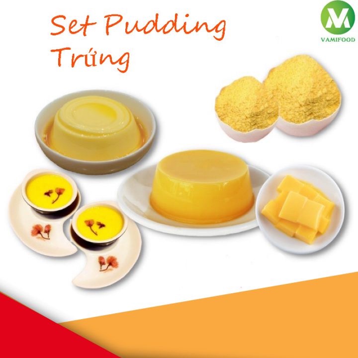 Set làm pudding trứng, khoai môn, dưa lưới ngon chuẩn vị ( Gói 100g) - Bột pudding làm topping trà sữa 3 vị