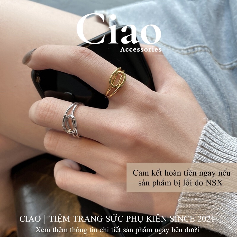 [HOẢ TỐC 1H] Nhẫn mạ bạc S925 thiết kế hoạ tiết xích phong cách trendy mới lạ Lonna Ciao
