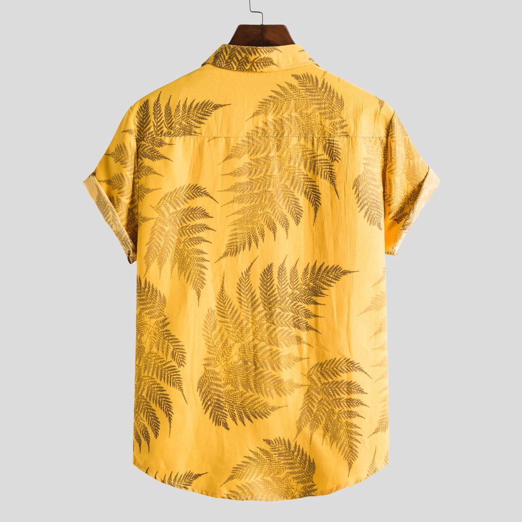 Áo Sơ Mi Tay Ngắn Dáng Rộng In Họa Tiết Hoa Phong Cách Hawaii Cổ Điển Màu Xanh Navy / Đen / Vàng / Xanh Lá Cho Nam