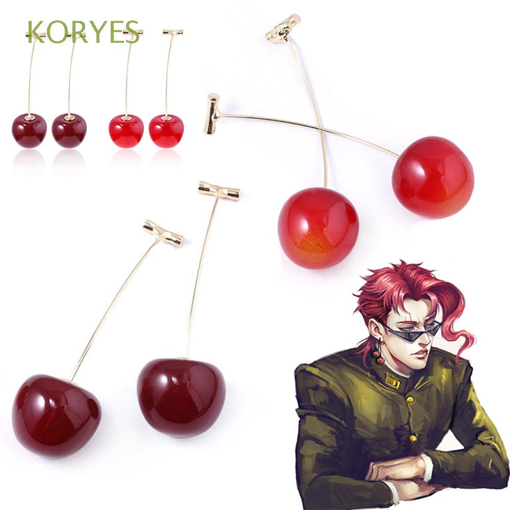KORYES Khuyên tai dạng kẹp dáng dài hình trái tim anime JoJos Bizarre Adventure cho nam nữ