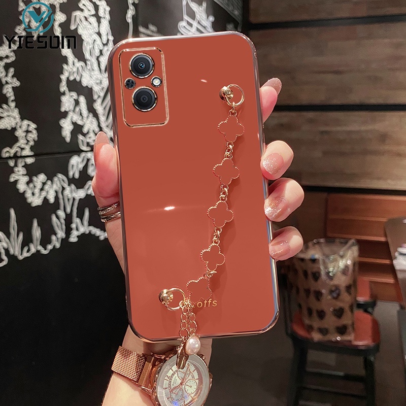 Ốp Điện Thoại Silicon Mềm Họa Tiết Chiếc Lá May Mắn Gắn Dây Đeo Tay Cho OPPO Reno 7Z 7 6 4 5 4G 5G 5F 4F