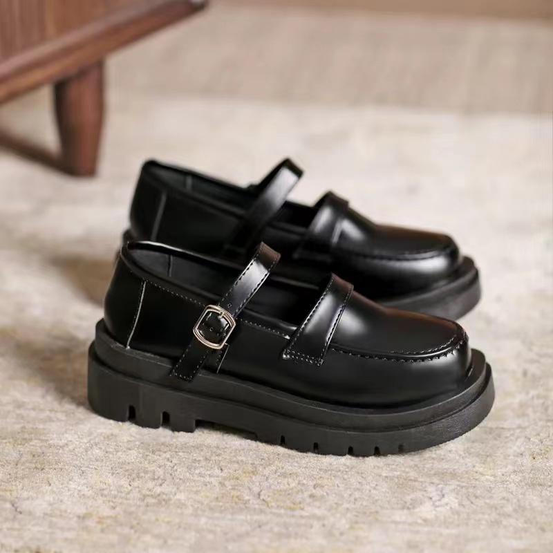 Giày Mary Jane Đế Xốp Dày Màu Đen Phong Cách Nhật Bản Dành Cho Nữ