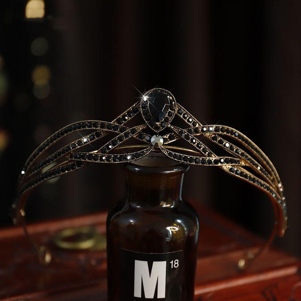 NICKOLAS Băng Đô Cài Tóc Hình Vương Miện Màu Đen / Bạc Đính Đá Lấp Lánh Thời Trang Cho Cô Dâu