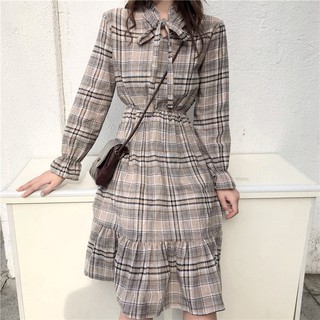 Váy kẻ đuôi cá thắt nơ (Muopstore)