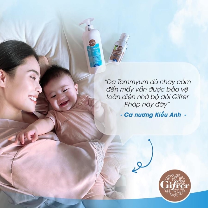 Sữa tắm gội 2 trong 1 cho bé Gifrer Gel Lavant - Tinh chất Cúc Vạn Thọ Vitamin E Kháng khuẩn tăng cường độ ẩm