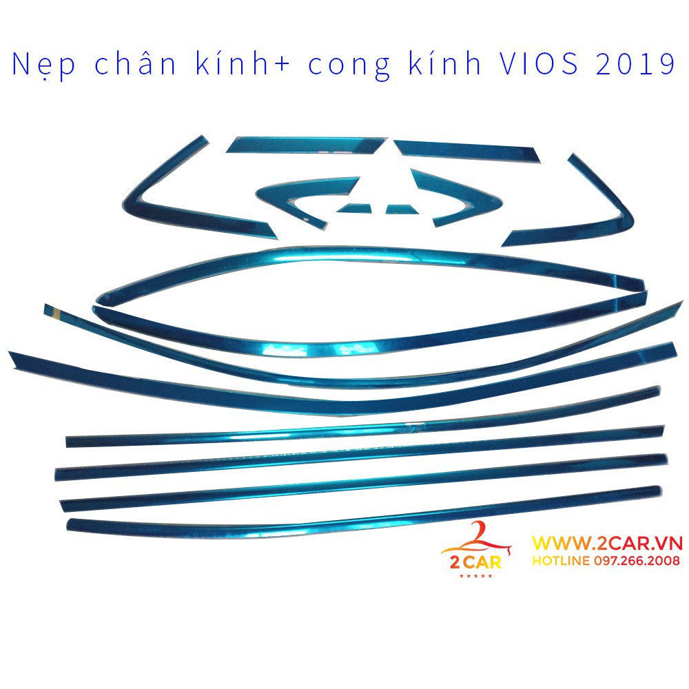 Bộ Viền chân kính, viền cong kính Toyota Vios 2014 - 2017, 2019 -2021 inox cao cấp