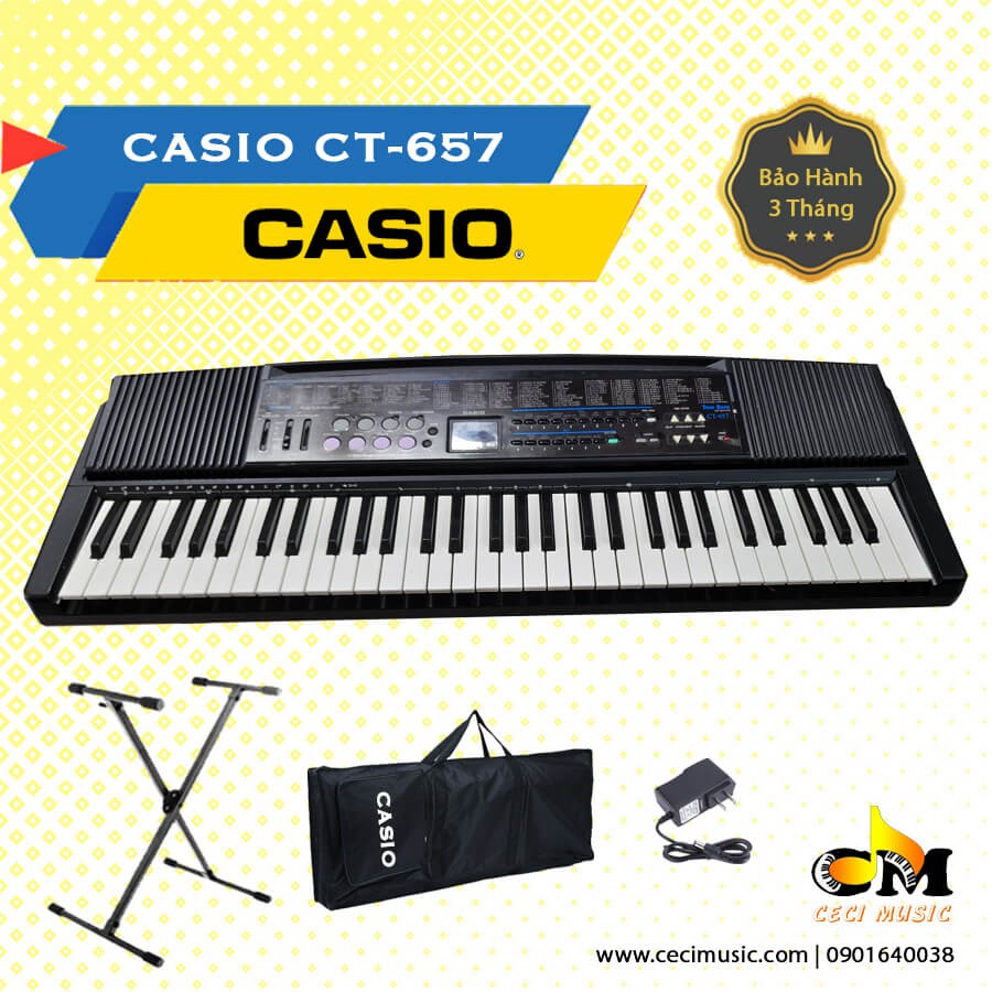 Đàn Organ Casio CT657 61 phím, hàng nội địa Nhật Bản, like new 90%, 100 tones, thích hợp cho người mới học, trẻ nhỏ