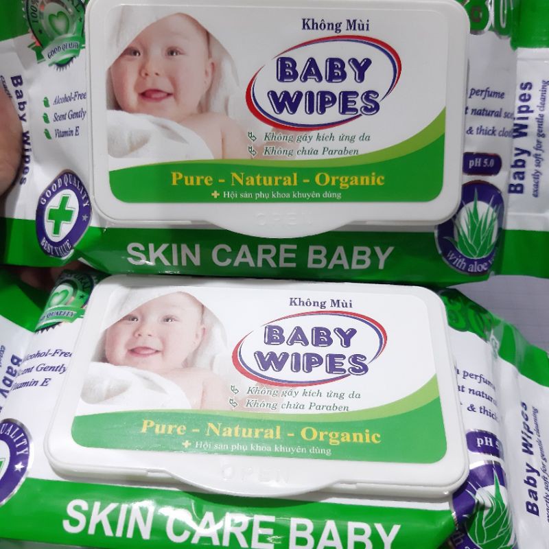 Khăn ướt không mùi cao cấp baby wipes - Bịch 80 gr