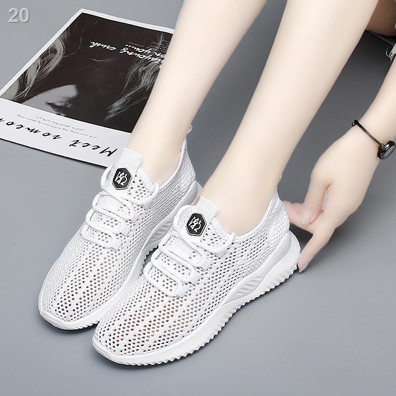 xăng đan mùa hè, giày nữ, giày trắng, giày cho bà bầu, giày thể thao thông thường mẹ thoáng khí lưới mỏng, giày trống kh