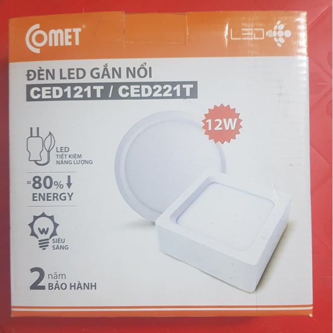Đèn led ốp trần nổi Comet CED121T-12D, Công suất 12W (Bảo hành chính hãng)