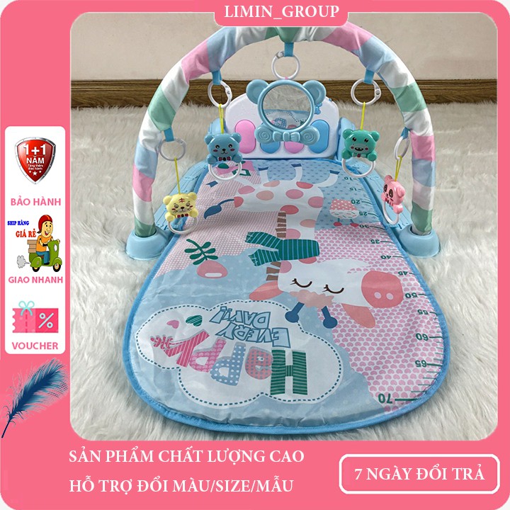 Thảm nhạc cho bé nằm chơi có đồ chơi xúc xắc cho trẻ sơ sinh kèm nệm nằm êm ái, Đồ chơi đánh đàn Piano cho bé