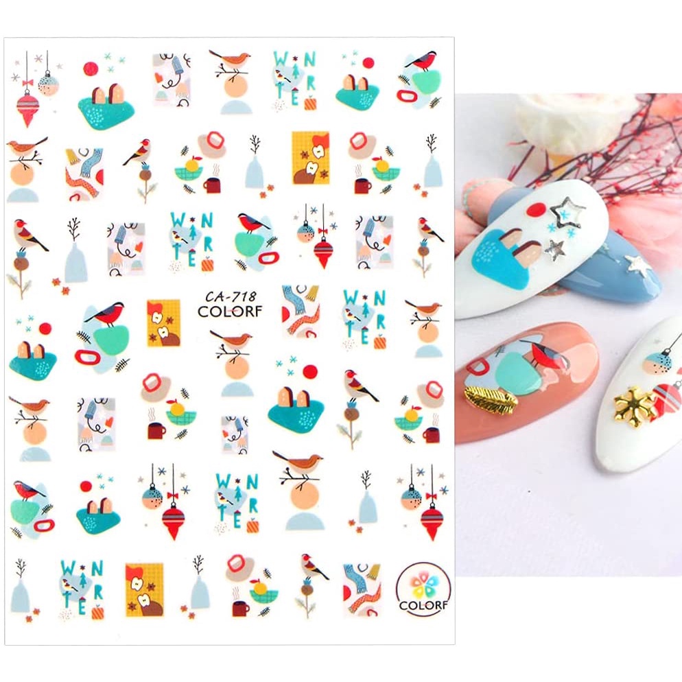 [Hàng mới về] Miếng dán trang trí móng hình bông tuyết hoạt hình 3d