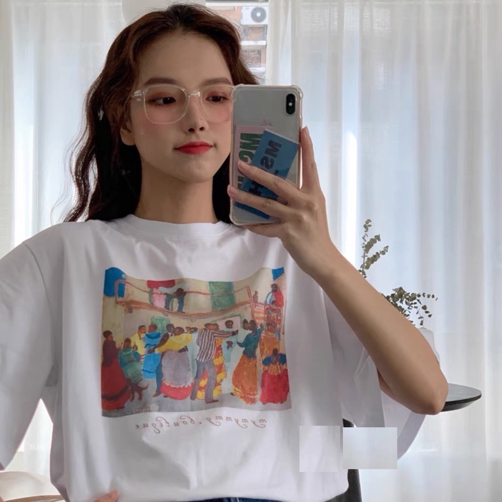 Áo Thun Bức Tranh Khiêu Vũ PEONYB Nữ [FREESHIP]  Phông form rộng tay lỡ in hình vintage 3158 đẹp cá tính Ulzzang