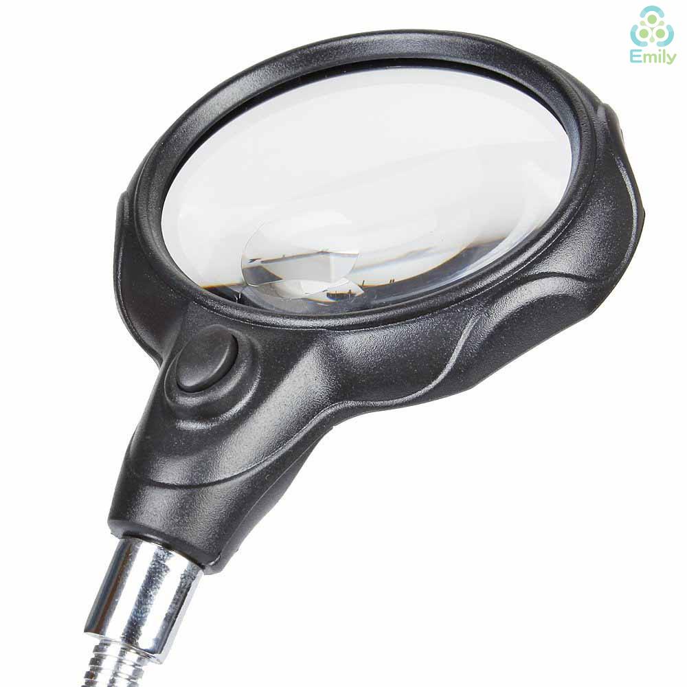 Đèn LED trang sức để bàn phóng đại 3.5x 12X màu đen thiết kế kẹp cá sấu có thể điều chỉnh