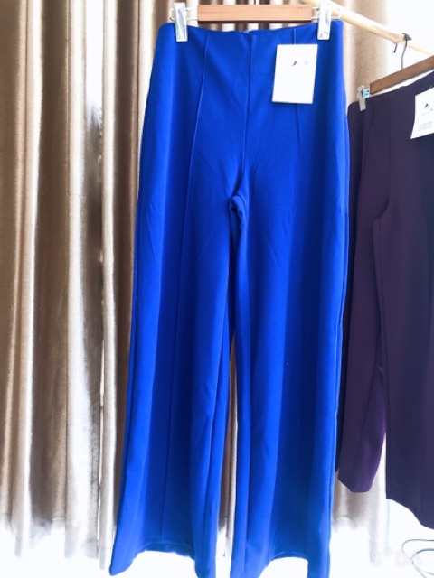 Quần ống rộng nữ,quần ống suông nữ gân giữa cạp cao dáng dài chất vải co giãn