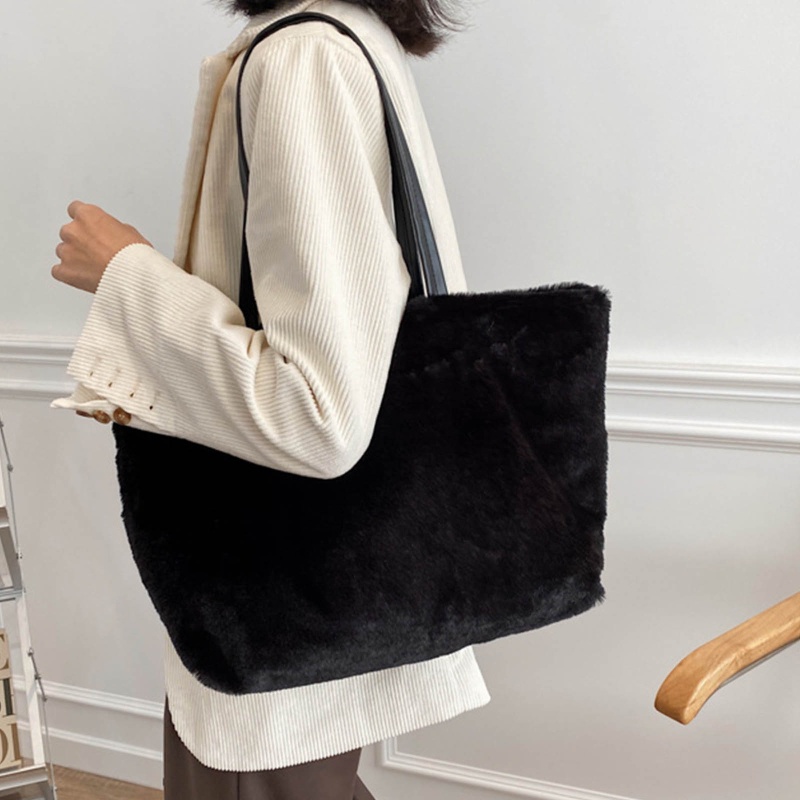 Túi Xách Lông Nhung Màu Trơn Nhẹ Nhàng Mềm Mại Sức Chứa Lớn Cho Nữ
