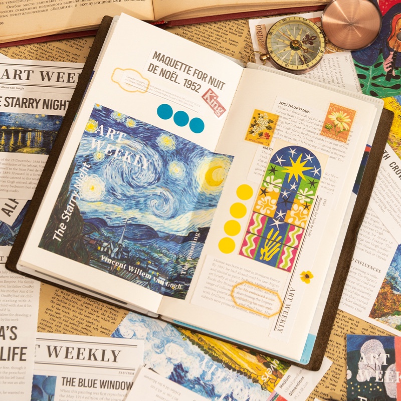 8 Tờ Giấy Dùng Vẽ Trang Trí Sổ Tay Phong Cách Cổ Điển