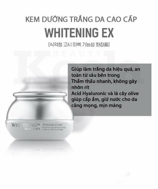 Kem Kem dưỡng trắng da Begamo Whitening EX Cream