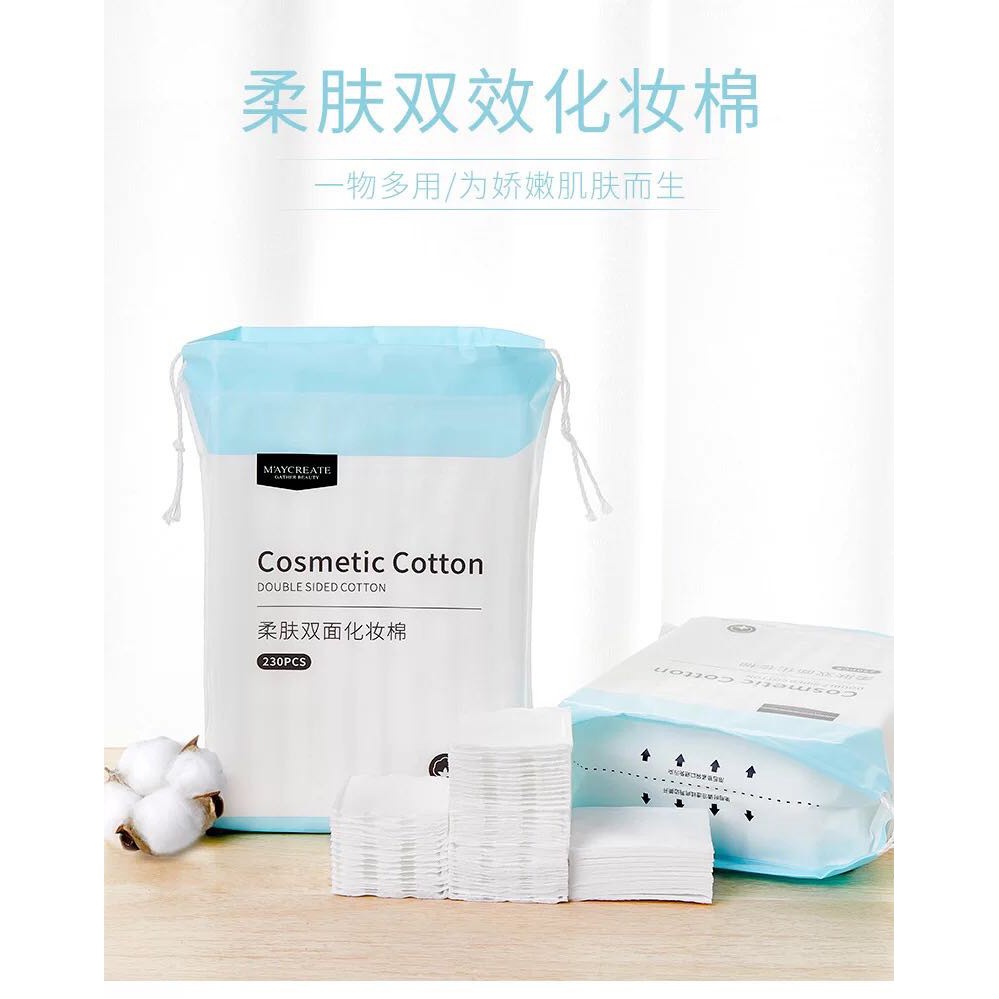 BÔNG TẨY TRANG 230 MIẾNG COSMETIC COTTON 100% SIÊU DAI 3 LỚP