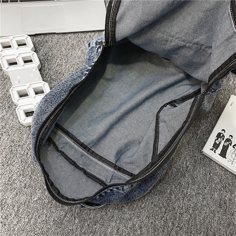 Ba Lô Denim Siêu Nhẹ Phong Cách Hàn Quốc Mới Dễ Phối Đồ Cho Nữ