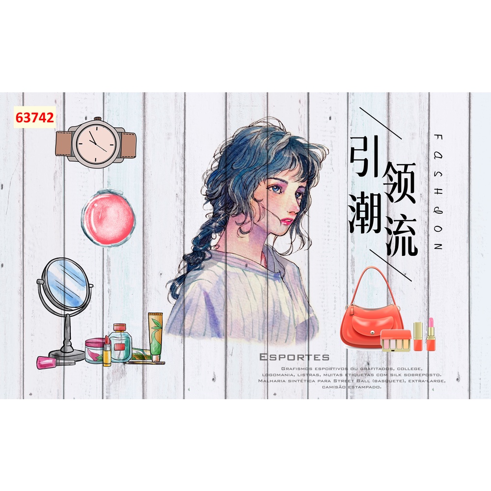 Tranh dán tường 3d hình cô gái trang trí tiệm nail,mi,spa,tóc,nhà hàng...