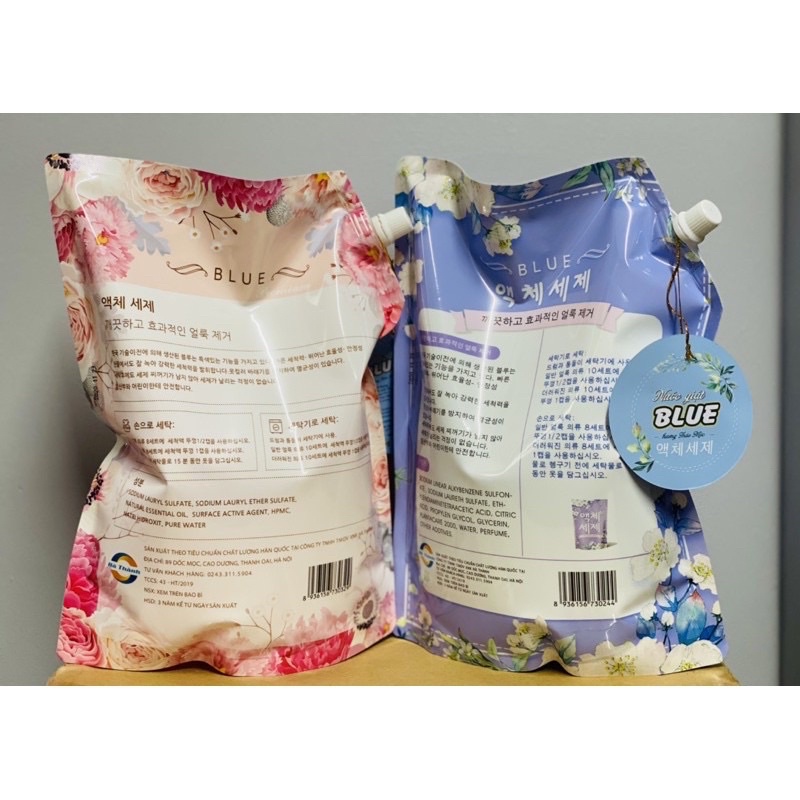 Nước giặt Bluee Hànn Quốc (Xanh &amp; Hồng) túi 2kg