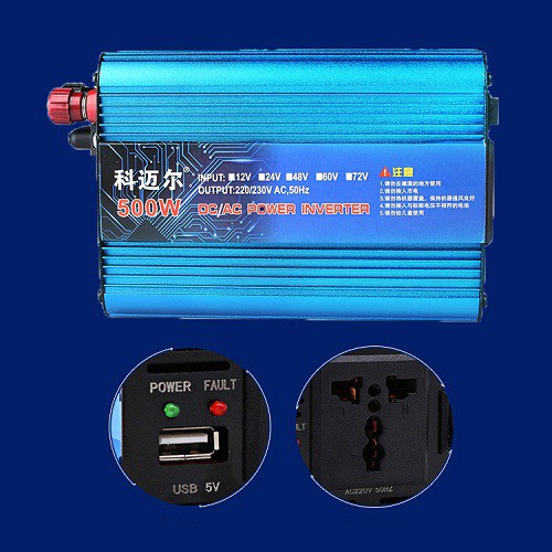 BỘ CHUYỂN ĐỔI ĐIỆN INVERTER 12V DC LÊN 220V-500W